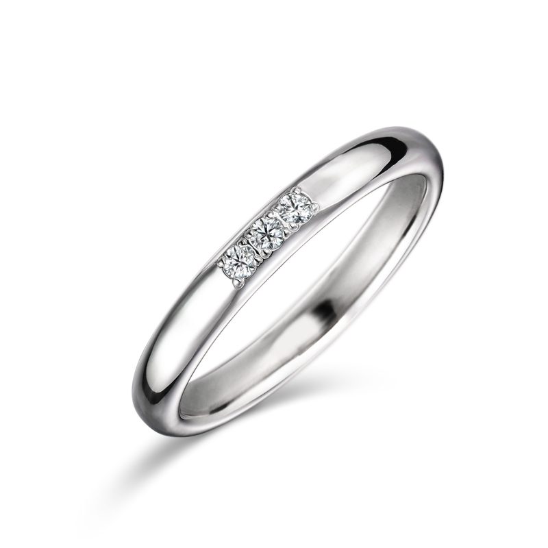 結婚指輪No1 2.5 ダイヤモンド 3個 プラチナ 後幅