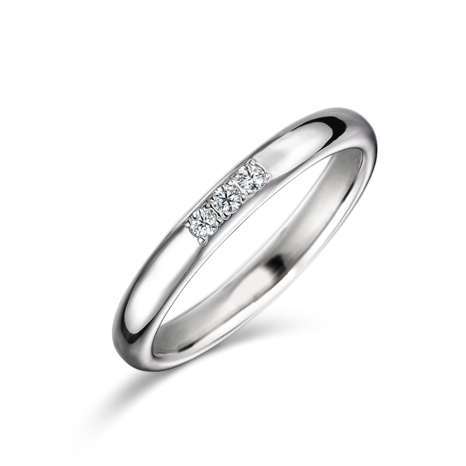 結婚指輪No1（鍛造）2.5 ダイヤモンド 3個 プラチナ(幅2.5mm / Pt950 