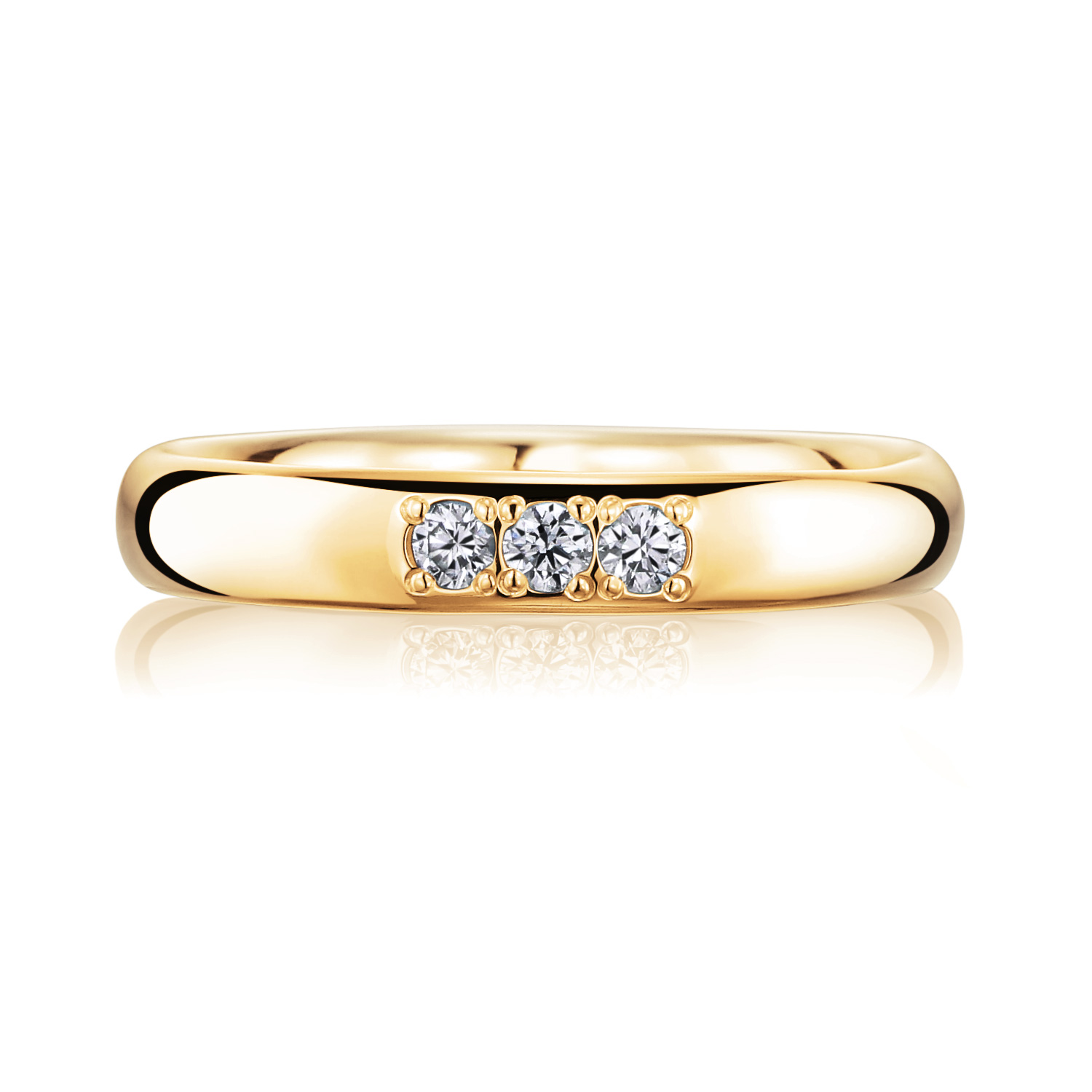 結婚指輪No1 3.0 ダイヤモンド3個 ゴールド(幅3.0mm / K18)ラウンド 
