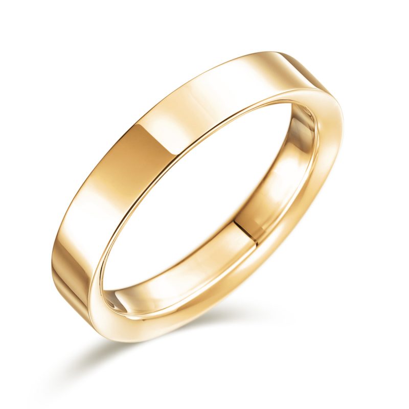 結婚指輪No2（鍛造）3.5ゴールド(幅3.5mm / K18) スクエア・平打・メンズ（男性用） | 結婚指輪の通販 | 山梨・甲府の