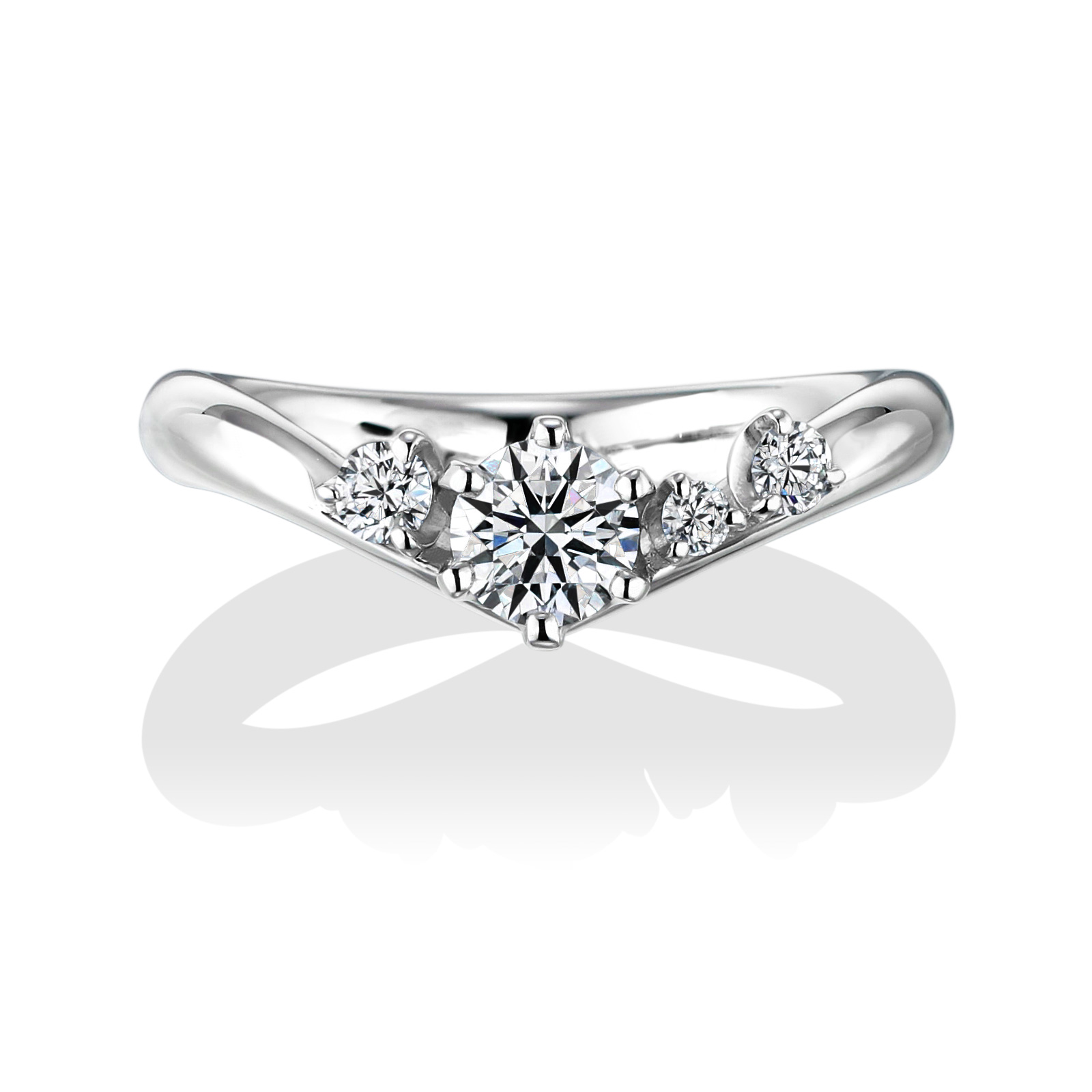 婚約指輪 Tiara 0.30ct ダイヤモンド プラチナ(Pt950) V字 | 婚約指輪