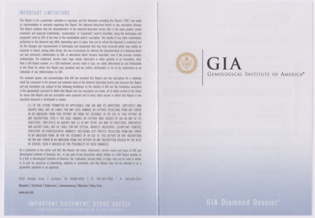 GIAが発行するダイヤモンドの鑑定書（GIA Diamond Dossier）