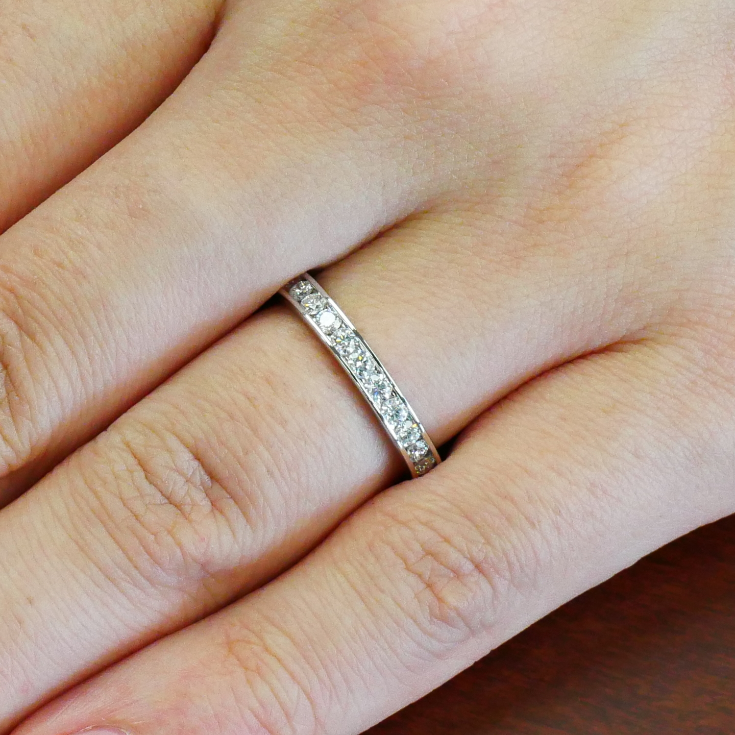 e389-169]K18PGダイヤモンド フルエタニティリング1.52Ct[直径2.5mm x 23Pc] 1〜4号 (HC  レール留めタイプ！婚約指輪・結婚指輪にも！