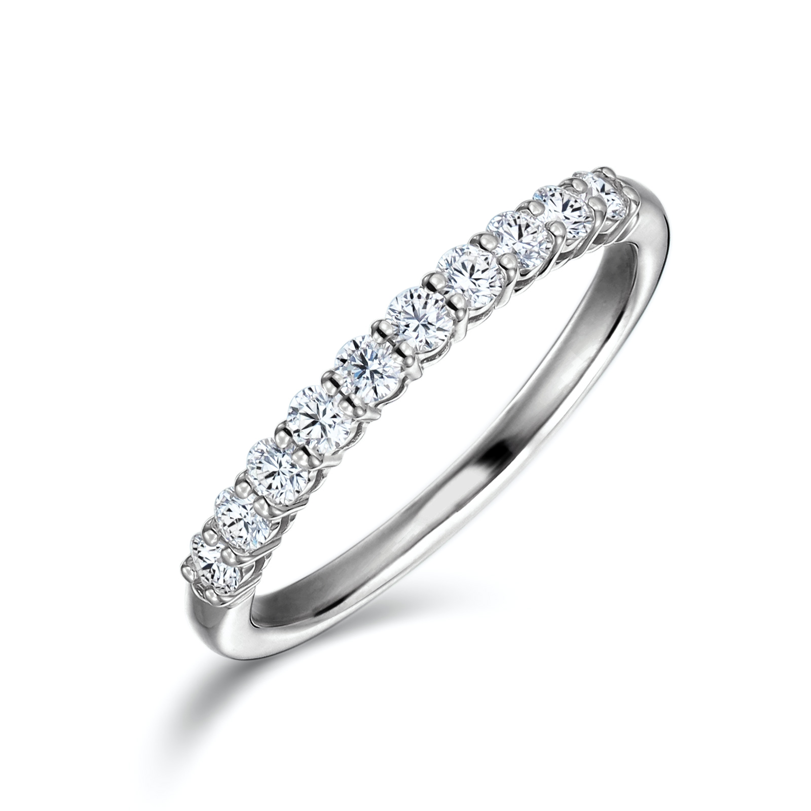 エタニティリング 30代の方、結婚10周年などの記念日や婚約指輪に 重ね付けも可愛い10万円〜の細めのハーフ・タイプ アウトレット
