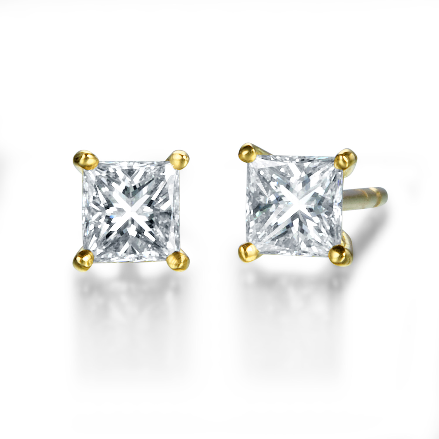 ピアス プリンセスカット 0.28ct ダイヤモンド イエローゴールド(K18 ...