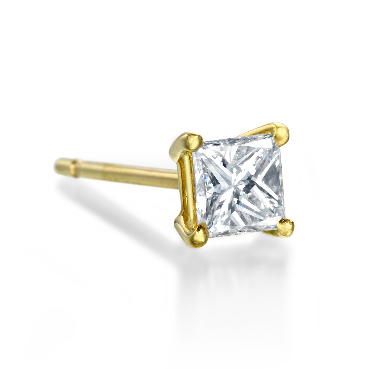 ピアス プリンセスカット 0.28ct ダイヤモンド イエローゴールド(K18 ...