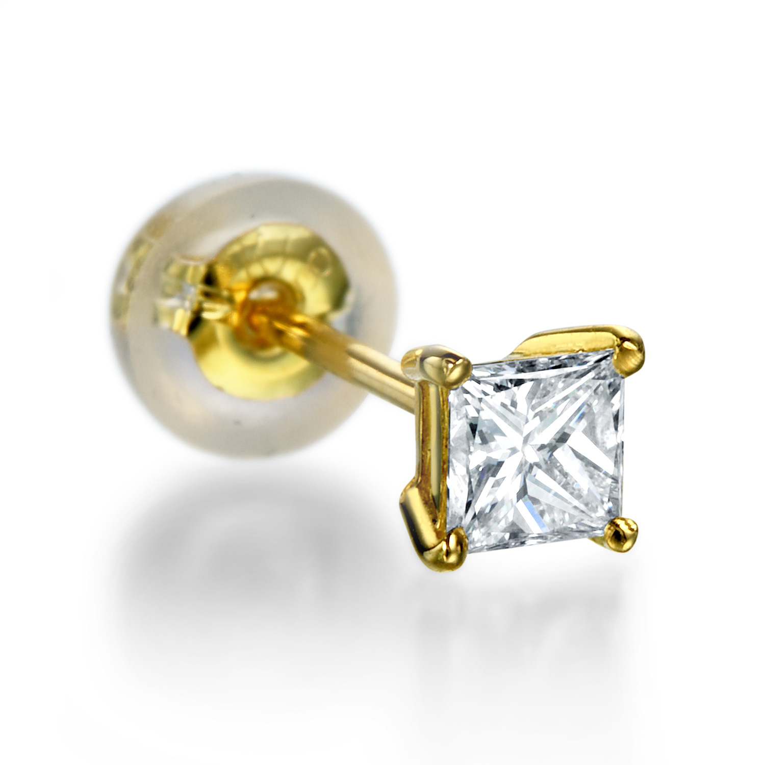 ピアス プリンセスカット 0.28ct ダイヤモンド イエローゴールド(K18 ...