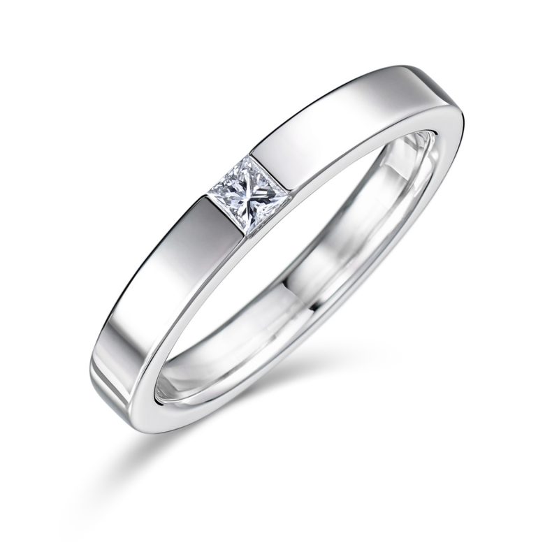 プリンセスカット 結婚指輪 0.08ctダイヤモンド プラチナ