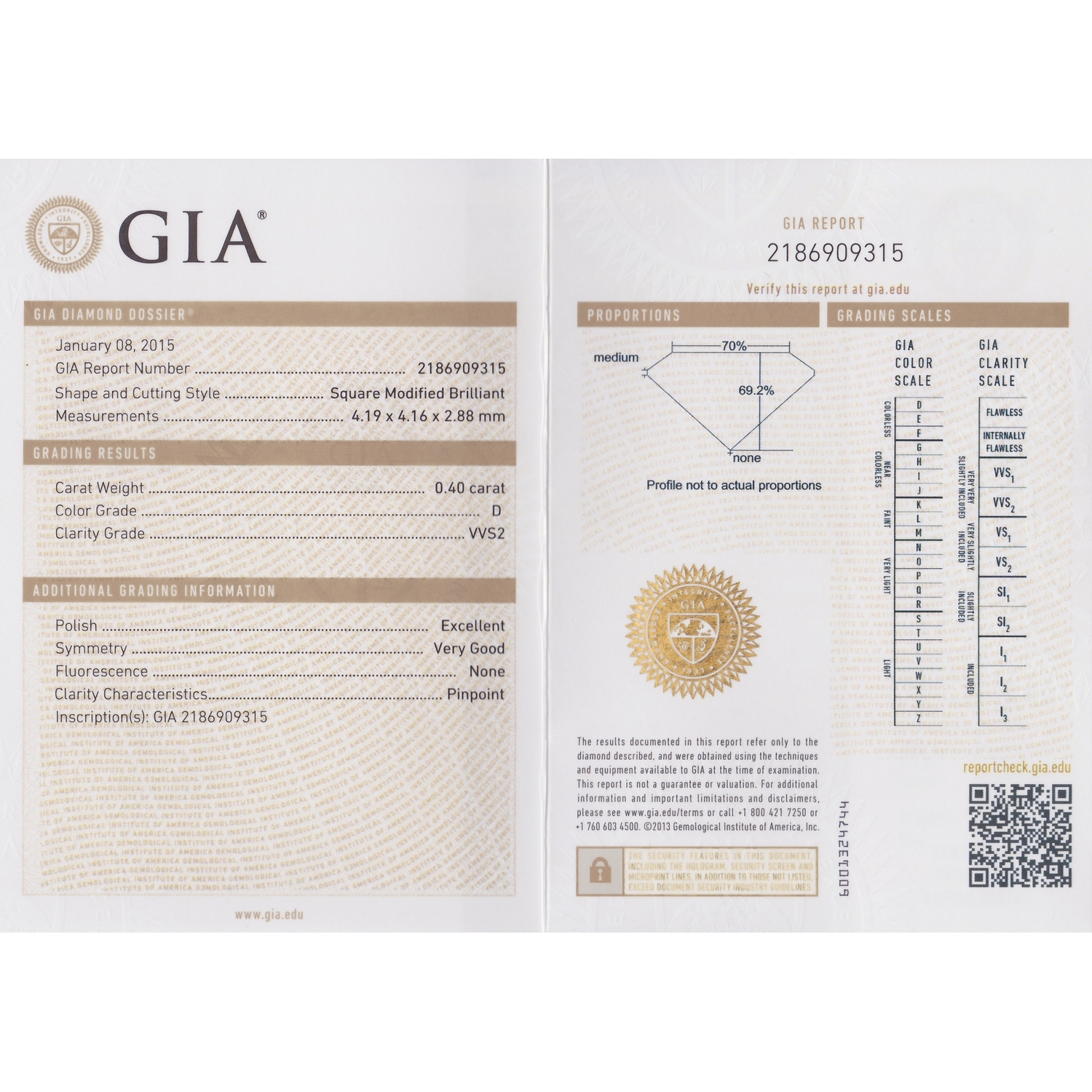 GIA鑑定書 0.3ct E  VVS2