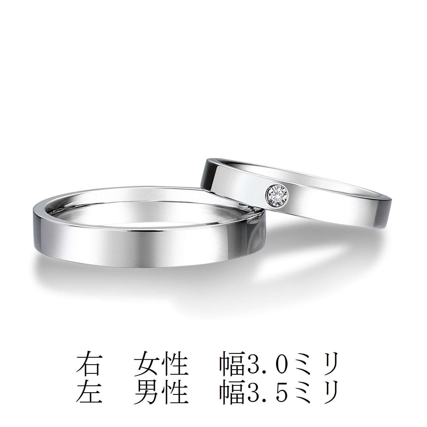結婚指輪No2（鍛造）3.0 ダイヤモンド プラチナ(幅3.0mm / Pt950