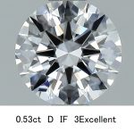 ダイヤモンド 0.53ct D IF 3Excellent