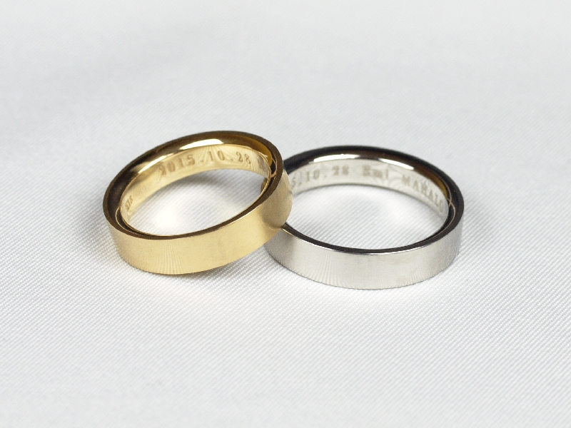 ゴールド　マット加工　結婚指輪