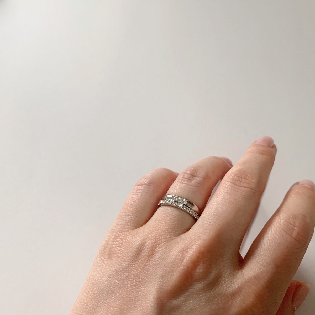 11号　ダイヤモンド　リング　結婚指輪　婚約指輪　華奢　細い　重ね付け