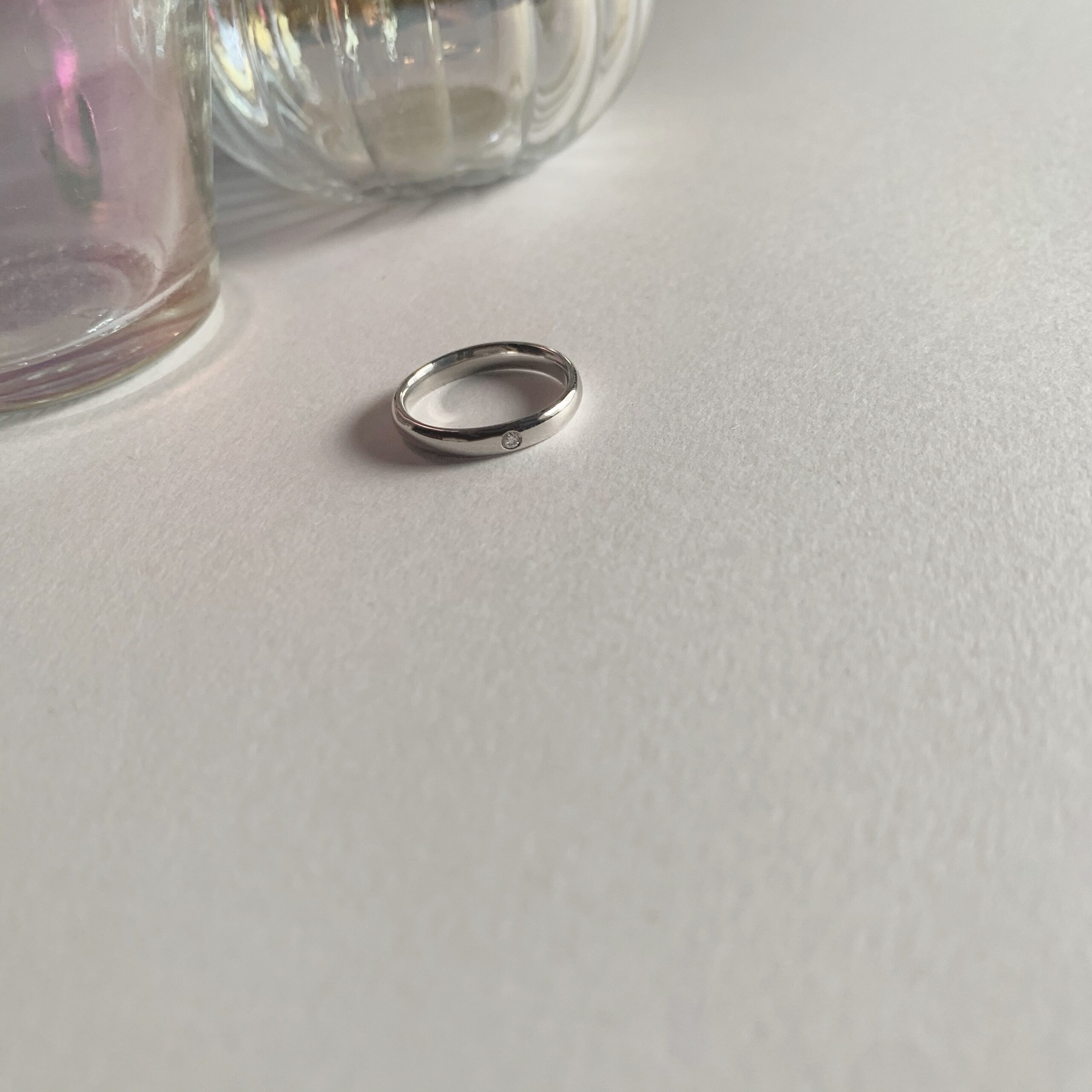 結婚指輪No1（鍛造）3.0 ダイヤモンド プラチナ(幅3.0mm / Pt950